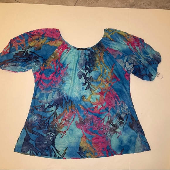 Calessa Women's Top. Scoop neck puffy sleeve (elastic) NWT size 1X. - Picture 1 of 7